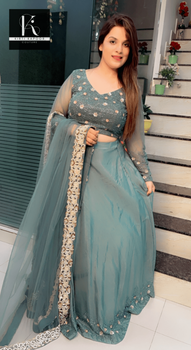 Moss Green Hand - Embroidered Lehenga - Choli - Kirti Kapoor Couture