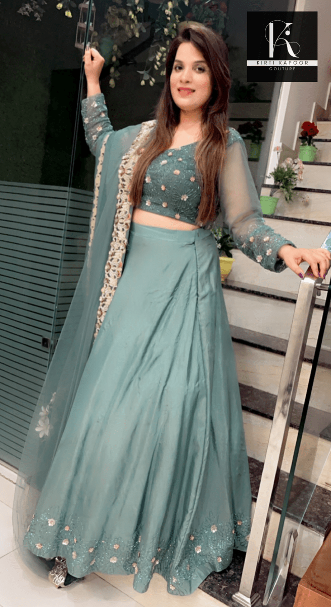 Moss Green Hand - Embroidered Lehenga - Choli - Kirti Kapoor Couture