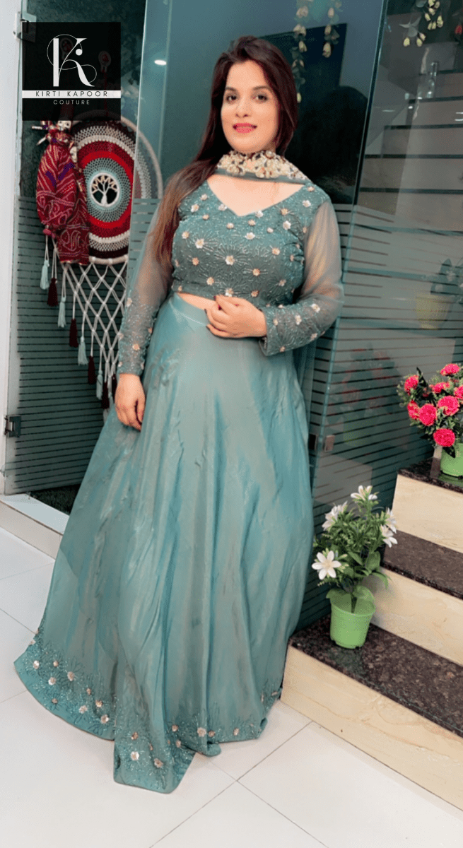 Moss Green Hand - Embroidered Lehenga - Choli - Kirti Kapoor Couture
