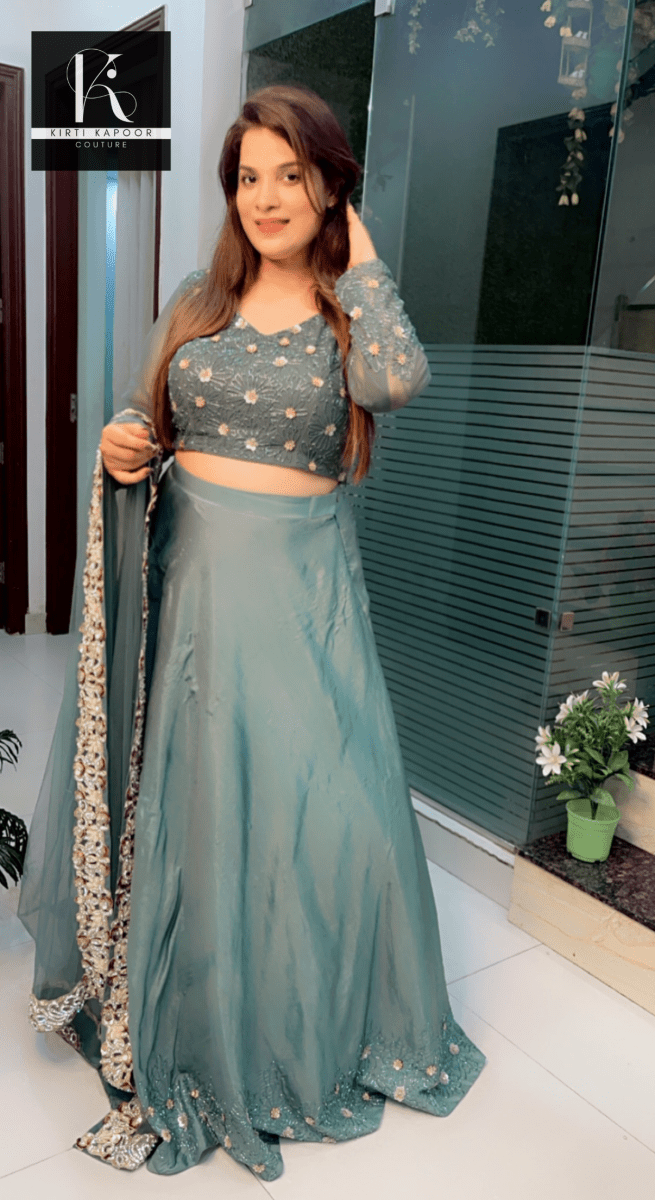 Moss Green Hand - Embroidered Lehenga - Choli - Kirti Kapoor Couture
