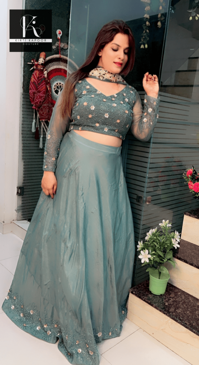 Moss Green Hand - Embroidered Lehenga - Choli - Kirti Kapoor Couture