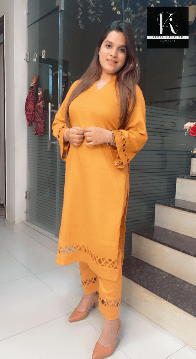 Ochre Kurti with Matching Pants - Kirti Kapoor Couture