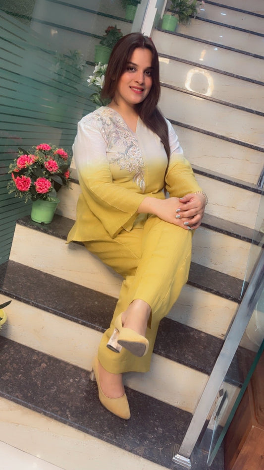 Ombre Style Embroidered Co - ord Set - Kirti Kapoor Couture