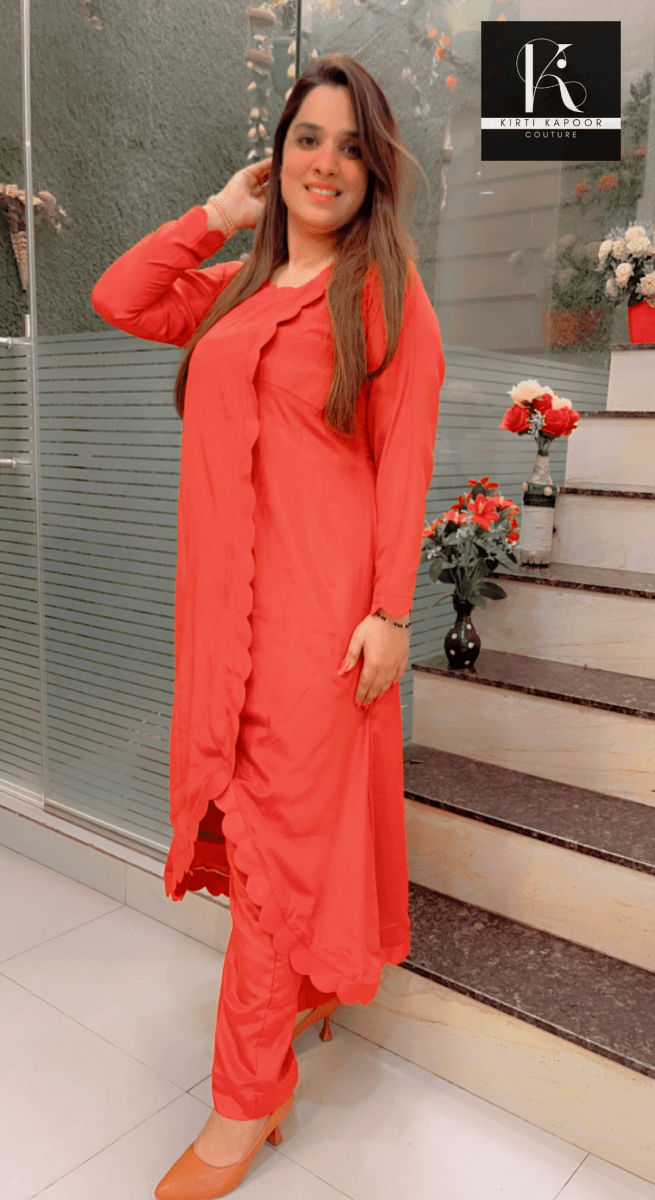 Orange Cutwork Co - ord Set - Kirti Kapoor Couture