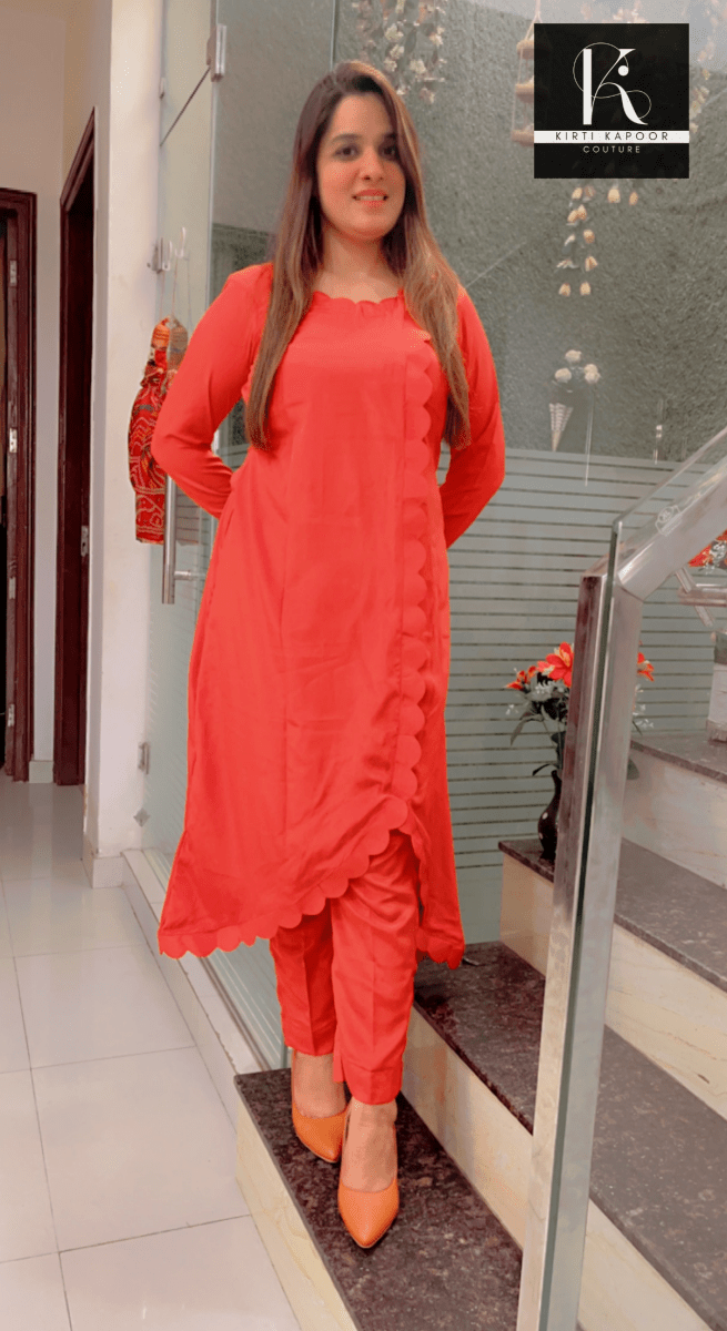 Orange Cutwork Co - ord Set - Kirti Kapoor Couture