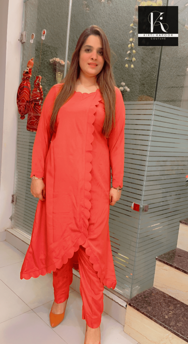 Orange Cutwork Co - ord Set - Kirti Kapoor Couture