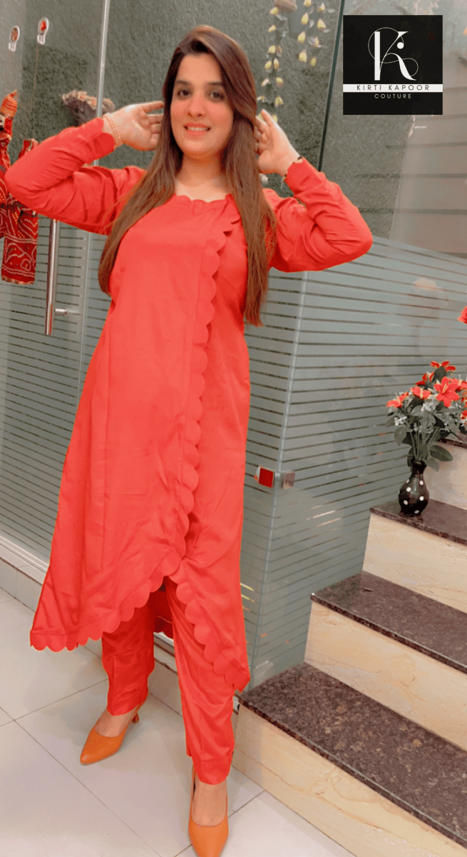 Orange Cutwork Co - ord Set - Kirti Kapoor Couture
