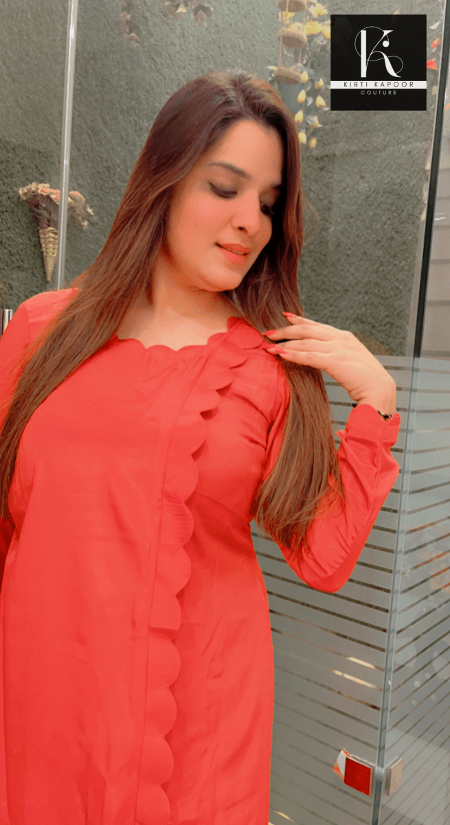 Orange Cutwork Co - ord Set - Kirti Kapoor Couture