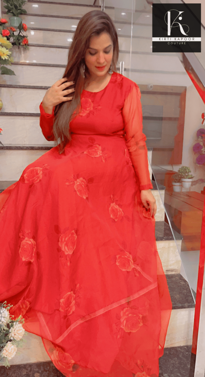 Organza Anarkali Suit (Long Dress) - Kirti Kapoor Couture