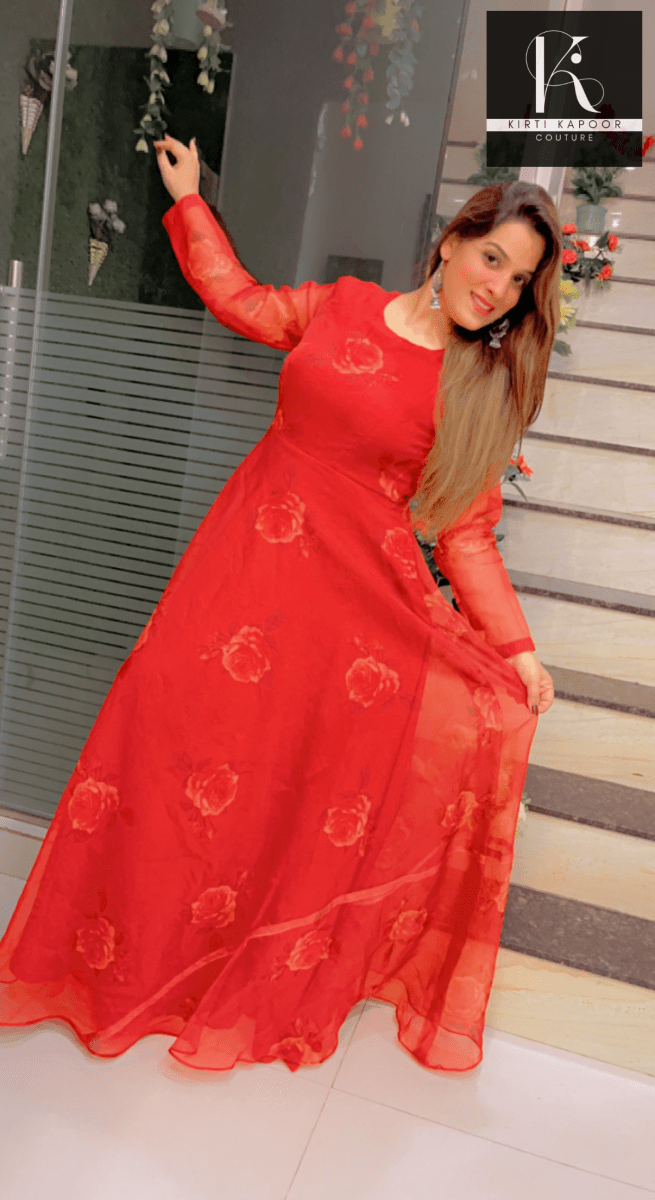 Organza Anarkali Suit (Long Dress) - Kirti Kapoor Couture
