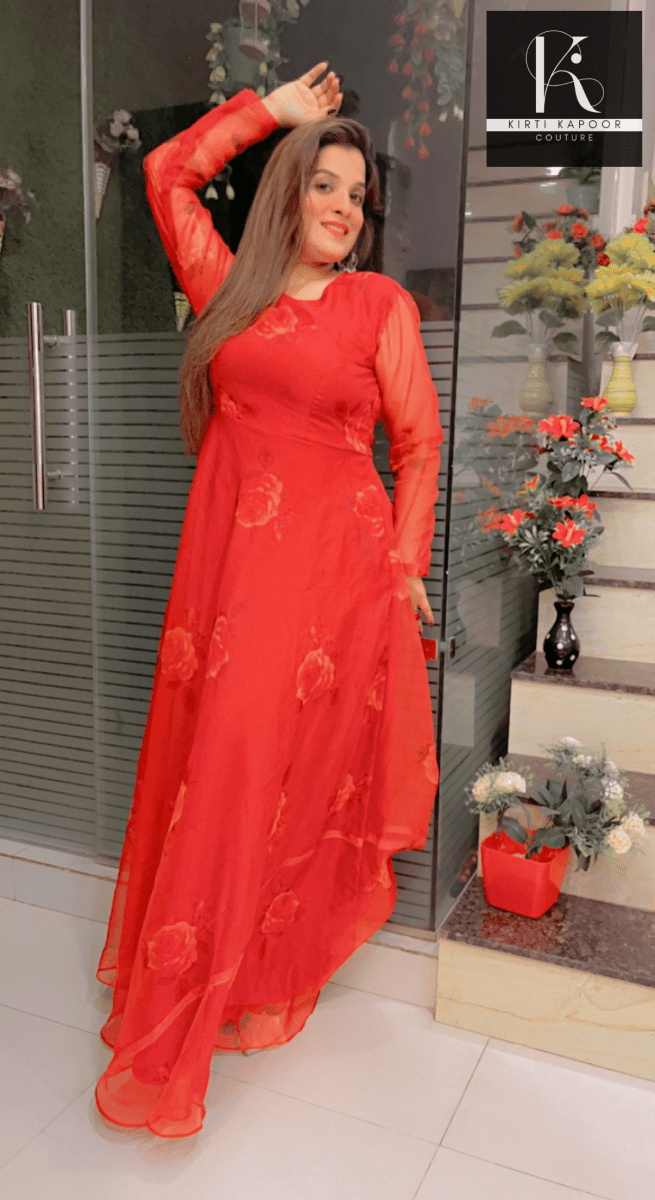 Organza Anarkali Suit (Long Dress) - Kirti Kapoor Couture