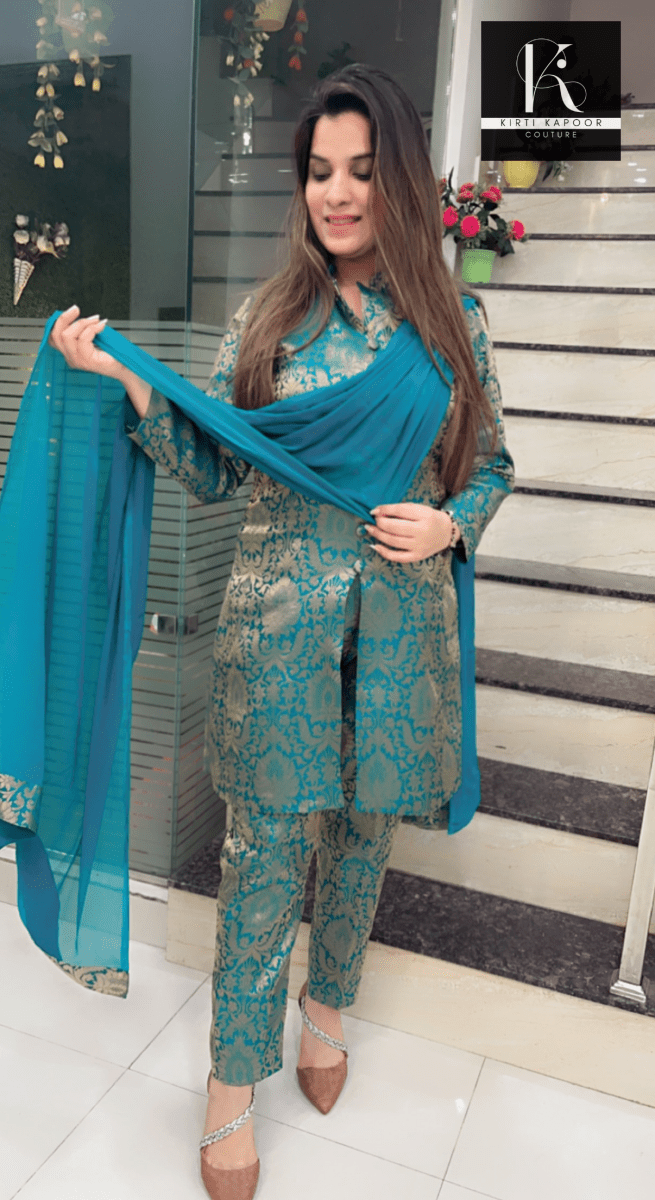 Overall Brocade Suit with Pant - Kirti Kapoor Couture
