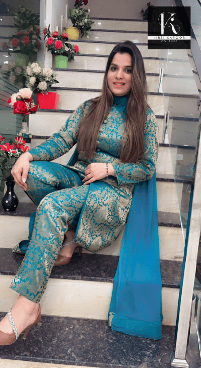 Overall Brocade Suit with Pant - Kirti Kapoor Couture