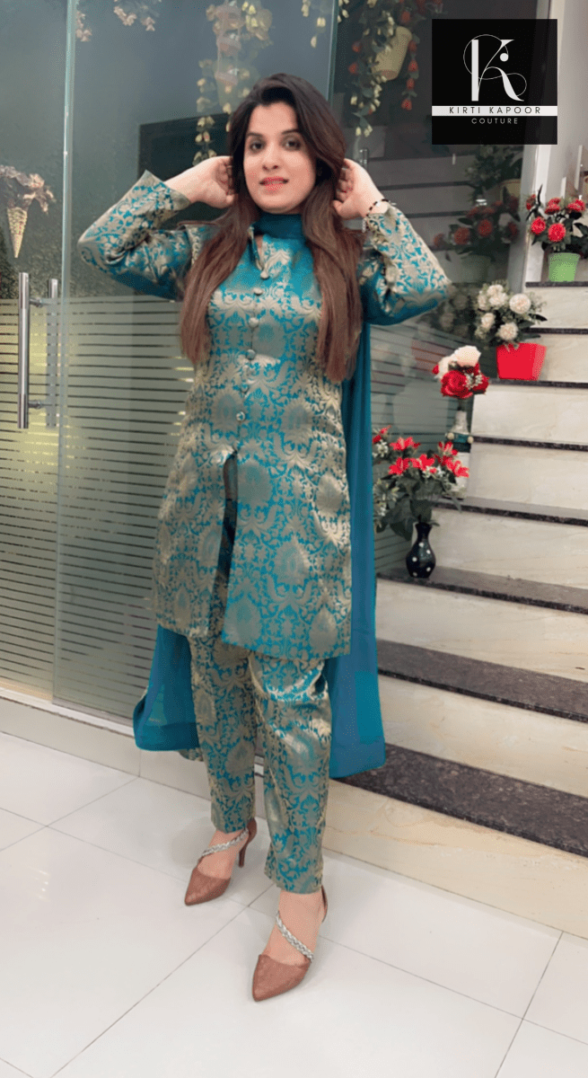 Overall Brocade Suit with Pant - Kirti Kapoor Couture