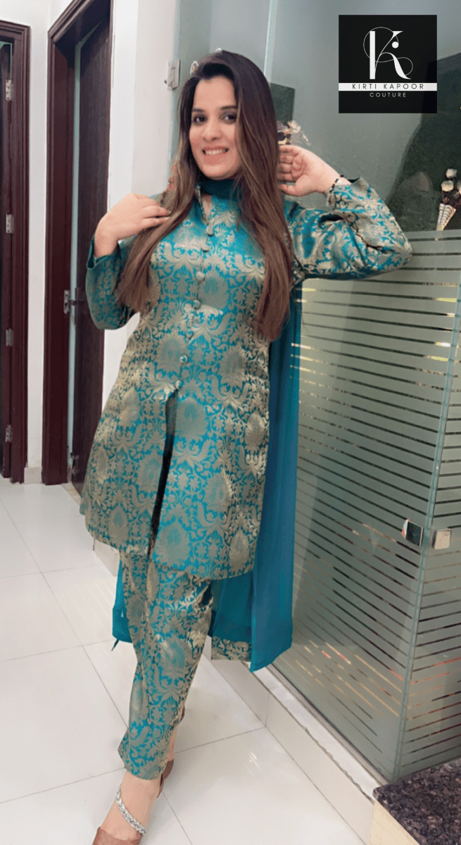 Overall Brocade Suit with Pant - Kirti Kapoor Couture