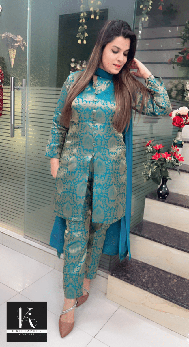 Overall Brocade Suit with Pant - Kirti Kapoor Couture