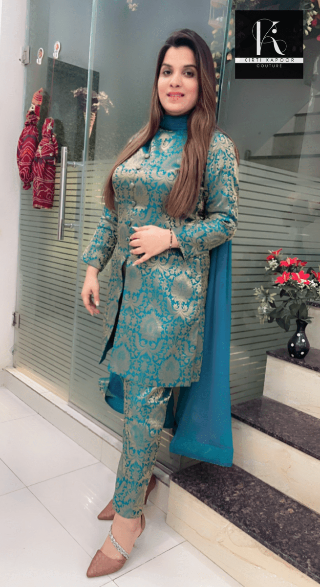 Overall Brocade Suit with Pant - Kirti Kapoor Couture