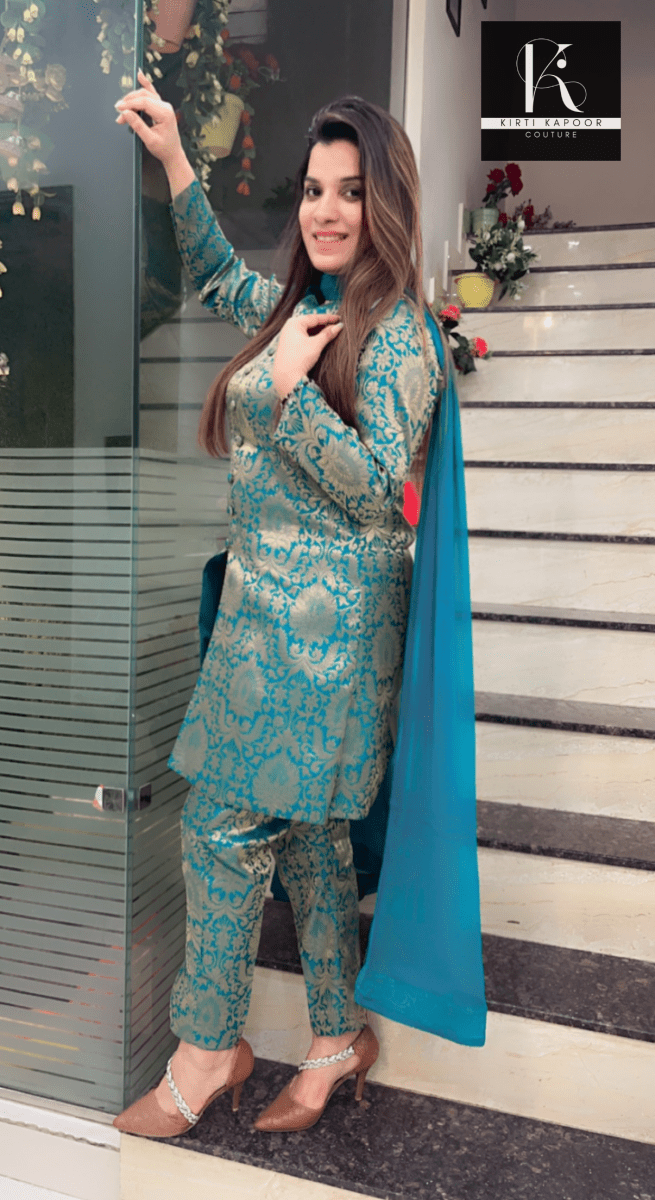 Overall Brocade Suit with Pant - Kirti Kapoor Couture