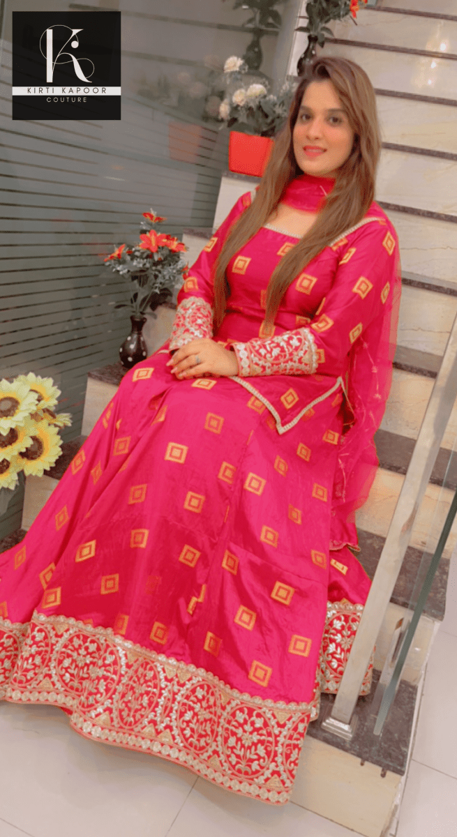 Overall Shirt & Skirt Along With An Embroidered Net Dupatta - Kirti Kapoor Couture