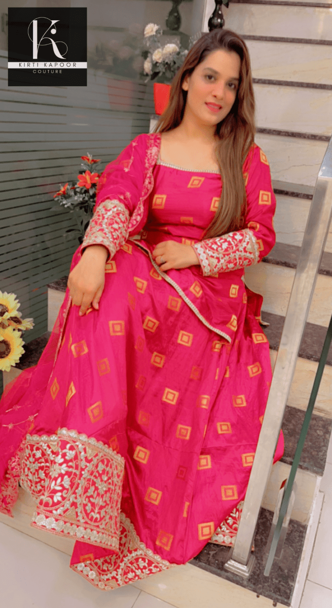 Overall Shirt & Skirt Along With An Embroidered Net Dupatta - Kirti Kapoor Couture