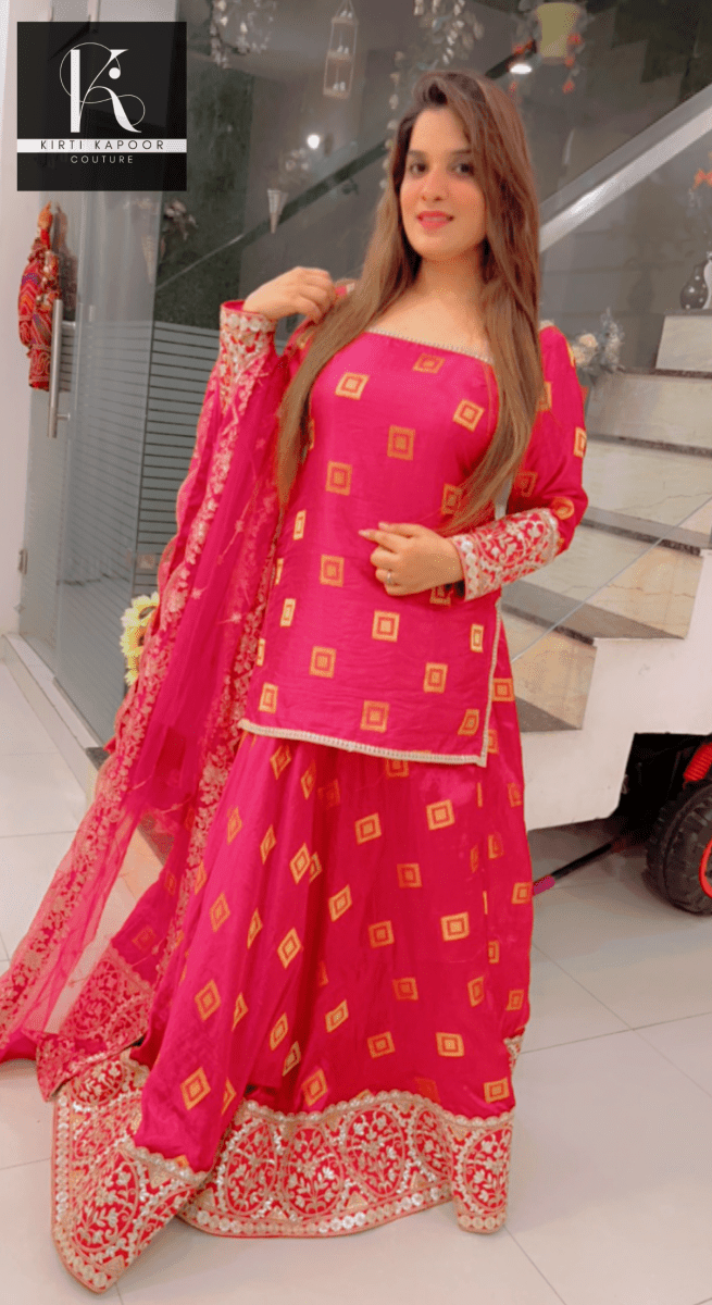Overall Shirt & Skirt Along With An Embroidered Net Dupatta - Kirti Kapoor Couture