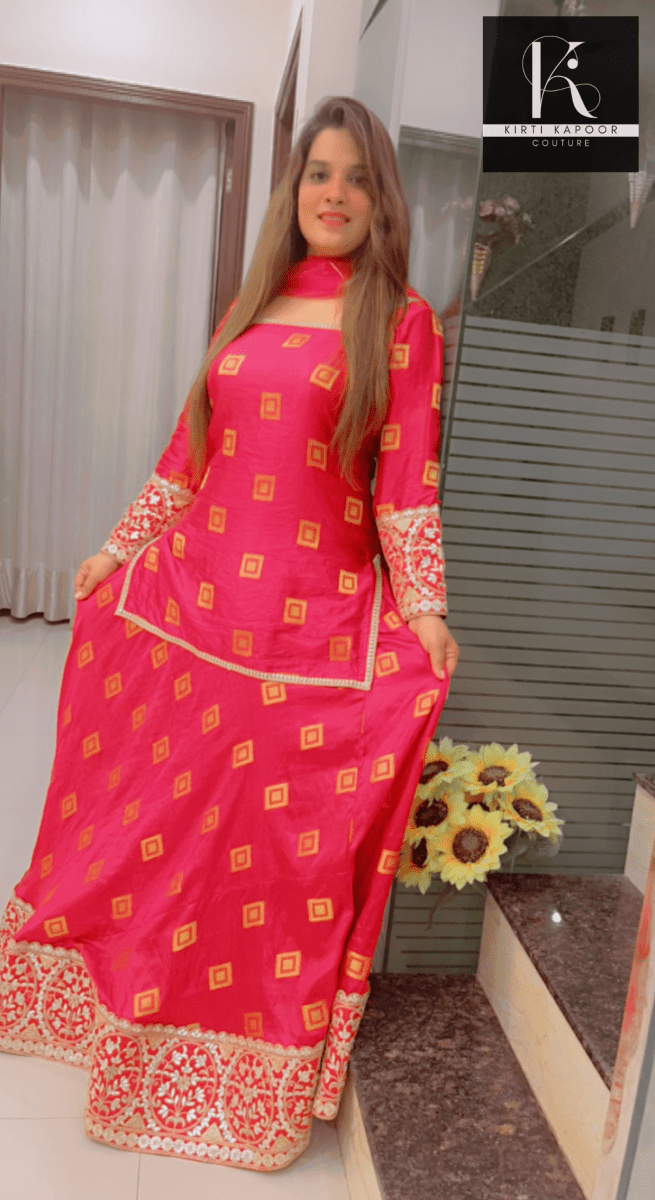Overall Shirt & Skirt Along With An Embroidered Net Dupatta - Kirti Kapoor Couture