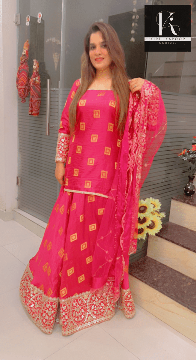 Overall Shirt & Skirt Along With An Embroidered Net Dupatta - Kirti Kapoor Couture