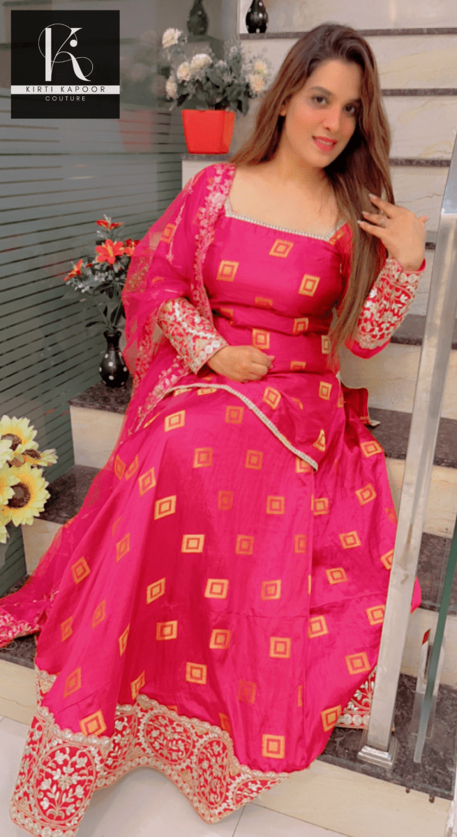 Overall Shirt & Skirt Along With An Embroidered Net Dupatta - Kirti Kapoor Couture