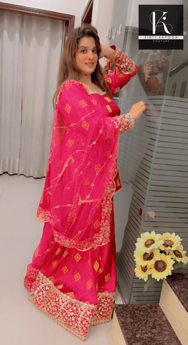 Overall Shirt & Skirt Along With An Embroidered Net Dupatta - Kirti Kapoor Couture