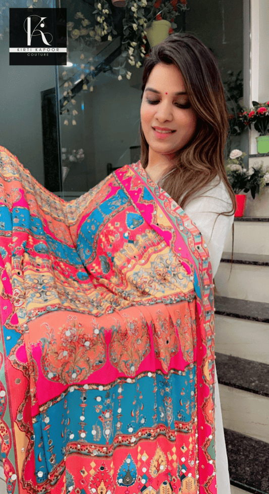Pakistani Style Dupatta (With Shades of Pink) - Kirti Kapoor Couture