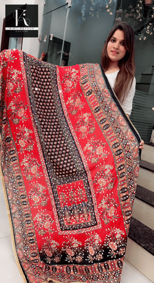 Pakistani Style Dupatta (With Shades of Red) - Kirti Kapoor Couture