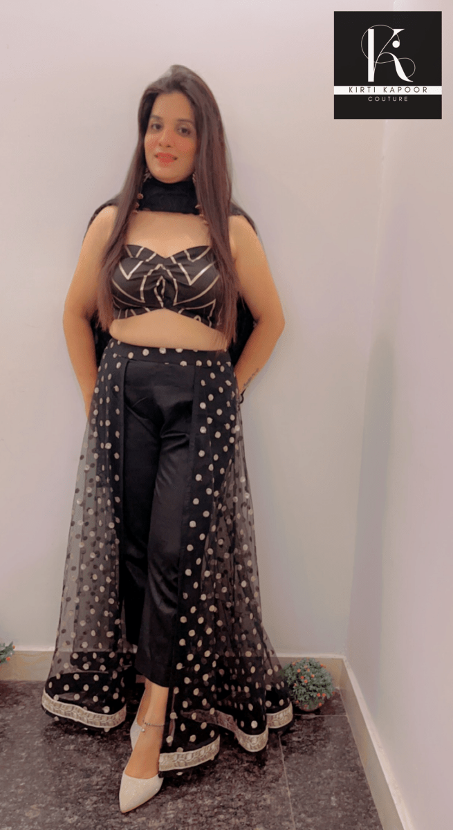 Pant With Attached Dotted Lehenga Style! - Kirti Kapoor Couture