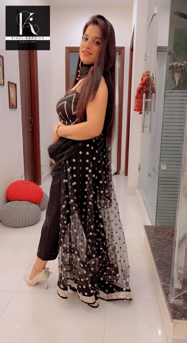 Pant With Attached Dotted Lehenga Style! - Kirti Kapoor Couture