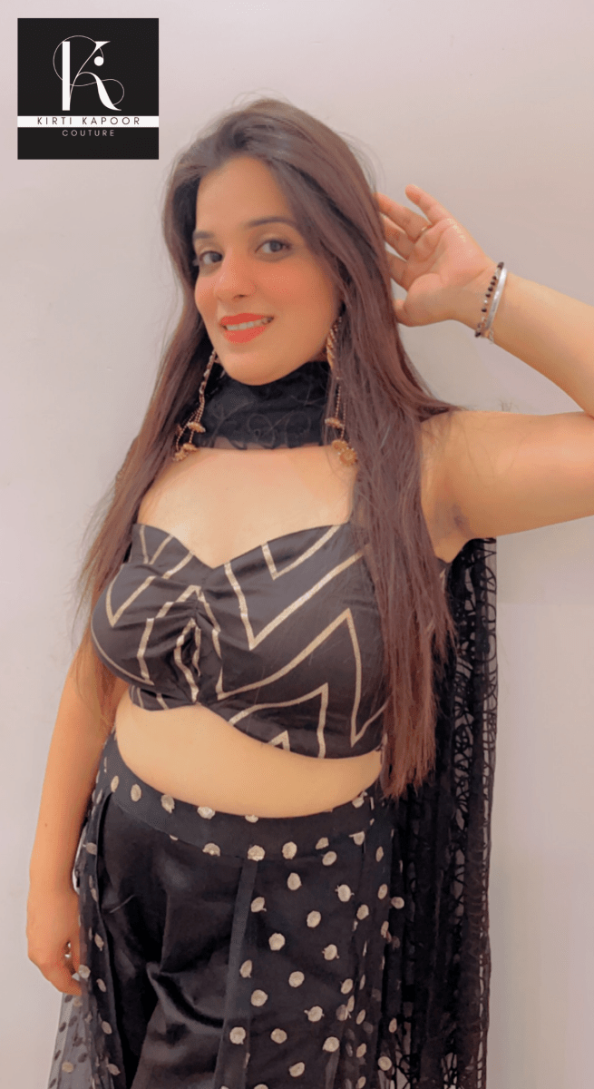 Pant With Attached Dotted Lehenga Style! - Kirti Kapoor Couture