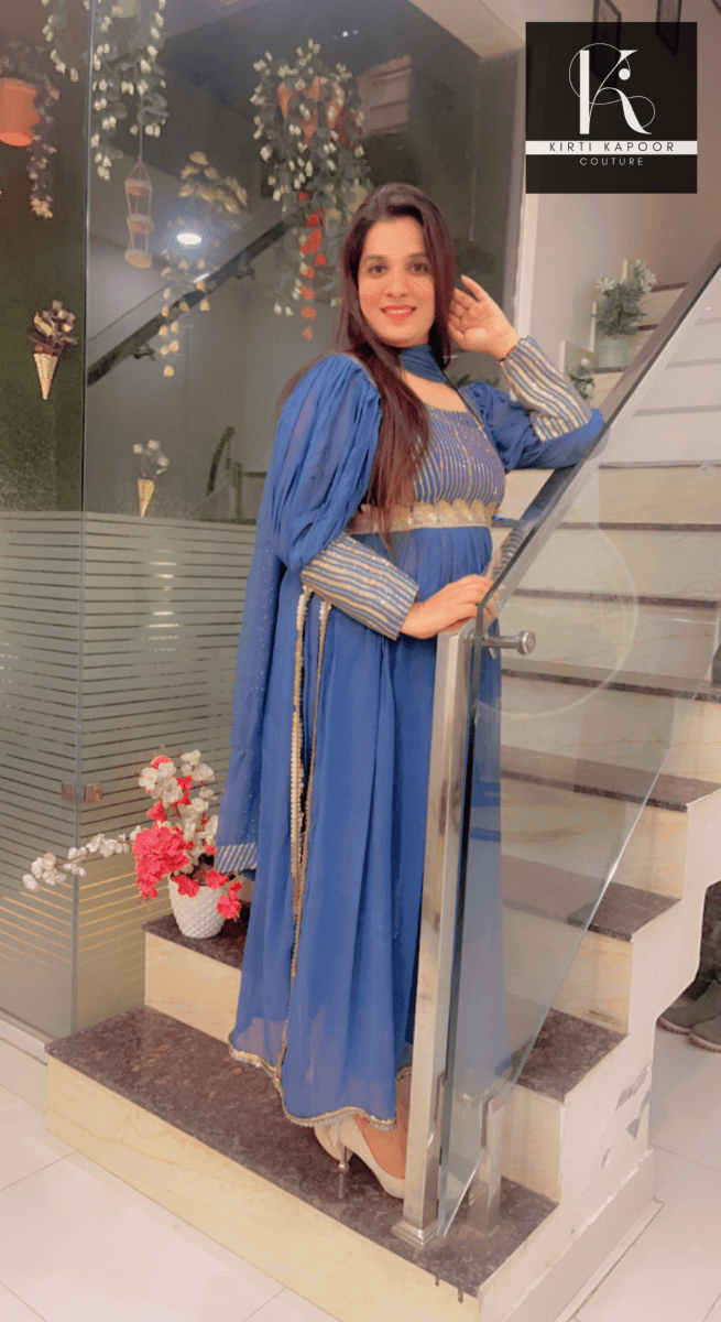 Party - Wear Collection: Blue Naira - cut Suit - Kirti Kapoor Couture