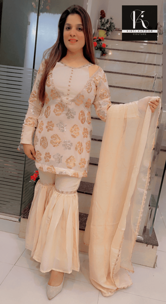 Peach Designer Garara Suit - Kirti Kapoor Couture