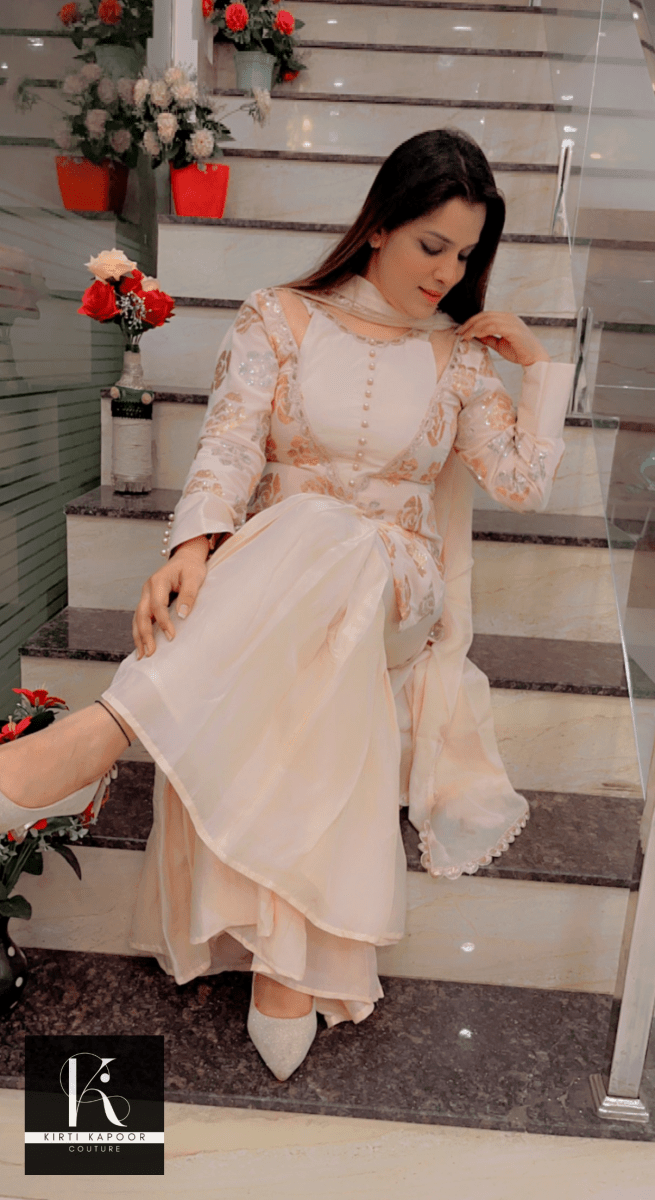 Peach Designer Garara Suit - Kirti Kapoor Couture