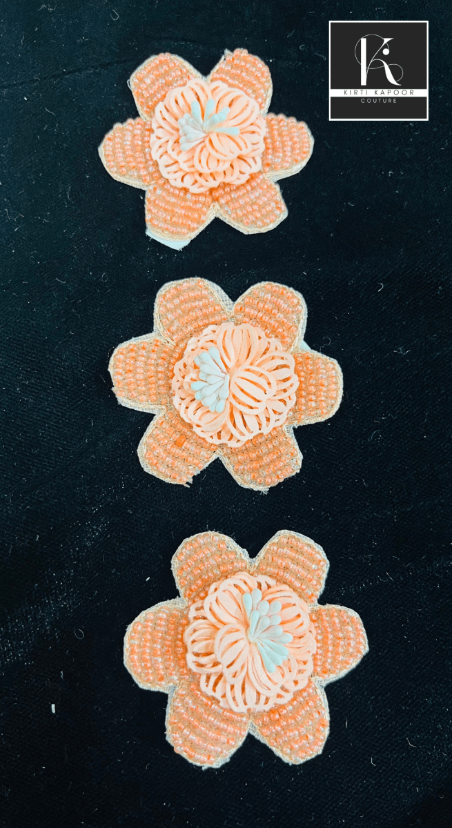 Peach Flower Patch For Casual Party Dresses - Kirti Kapoor Couture