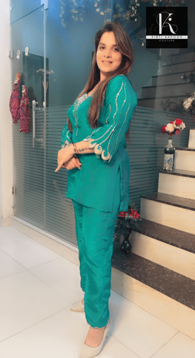 Pine Green Embroidered Co - ord Set - Kirti Kapoor Couture
