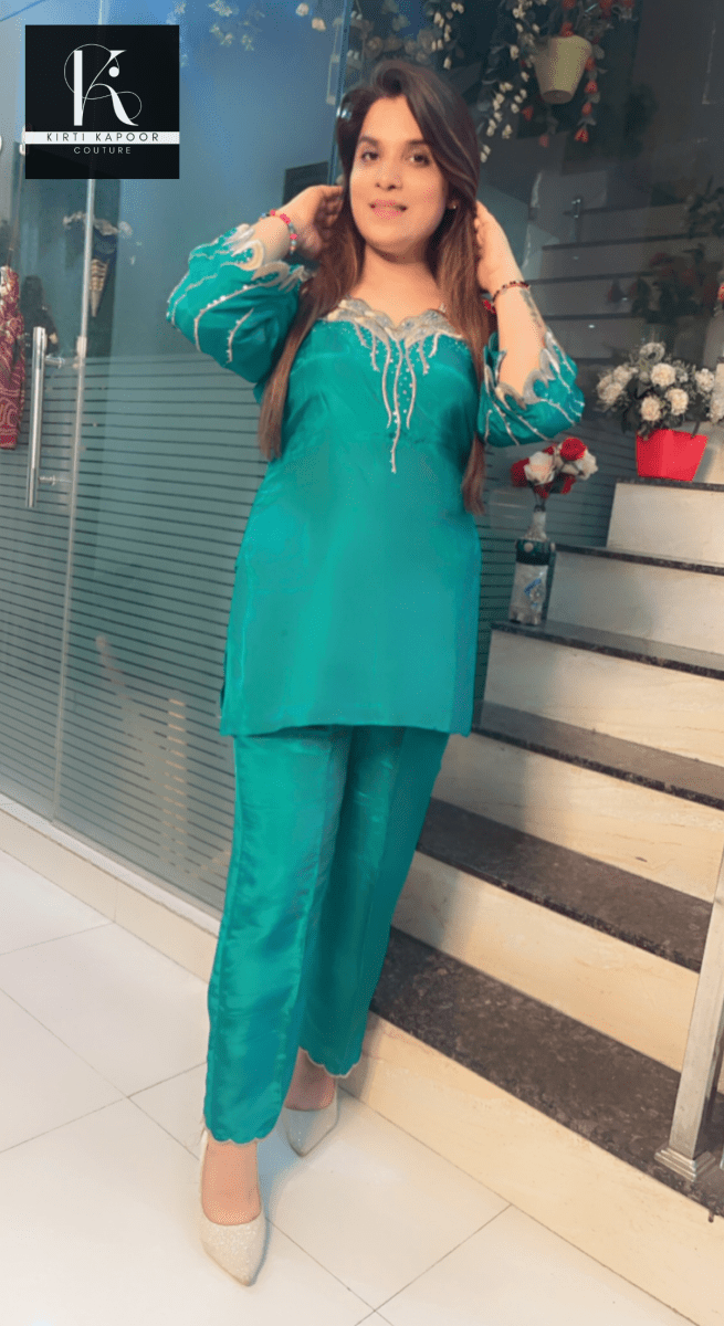 Pine Green Embroidered Co - ord Set - Kirti Kapoor Couture