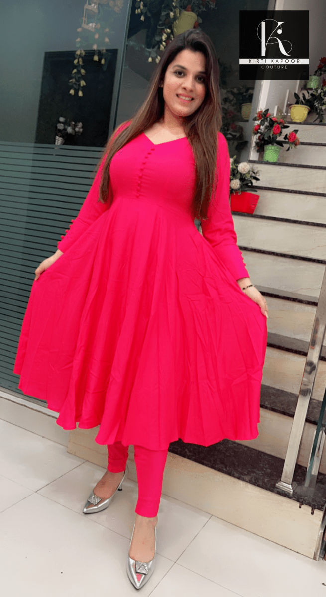 Pink A - line Shirt with Jegging - Kirti Kapoor Couture