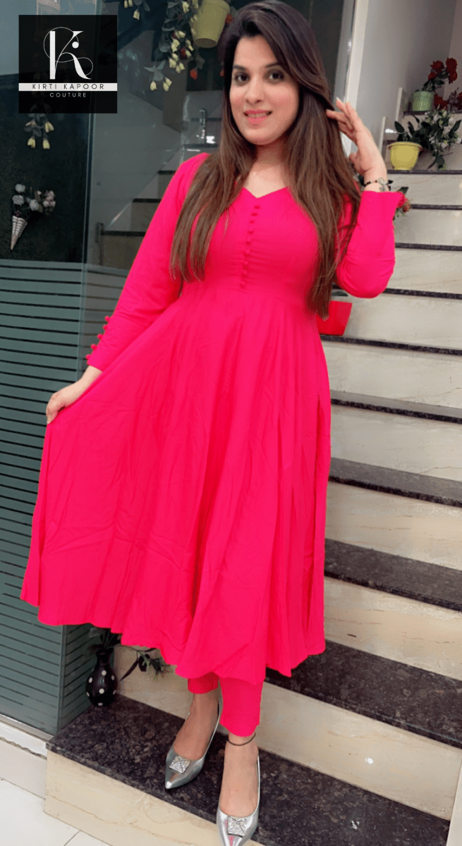 Pink A - line Shirt with Jegging - Kirti Kapoor Couture
