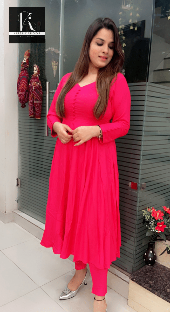 Pink A - line Shirt with Jegging - Kirti Kapoor Couture