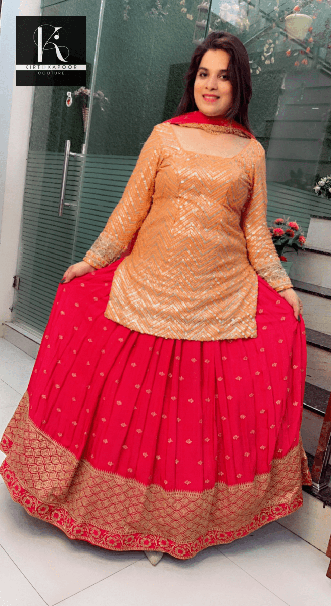 Pink and Orange Heavy Lehenga - Choli - Kirti Kapoor Couture