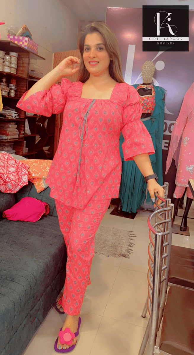 Pink Cotton Stylish Co - ord Set - Kirti Kapoor Couture