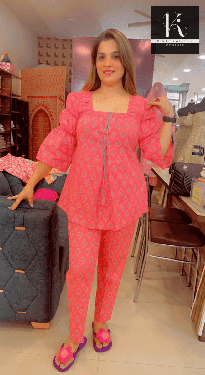 Pink Cotton Stylish Co - ord Set - Kirti Kapoor Couture