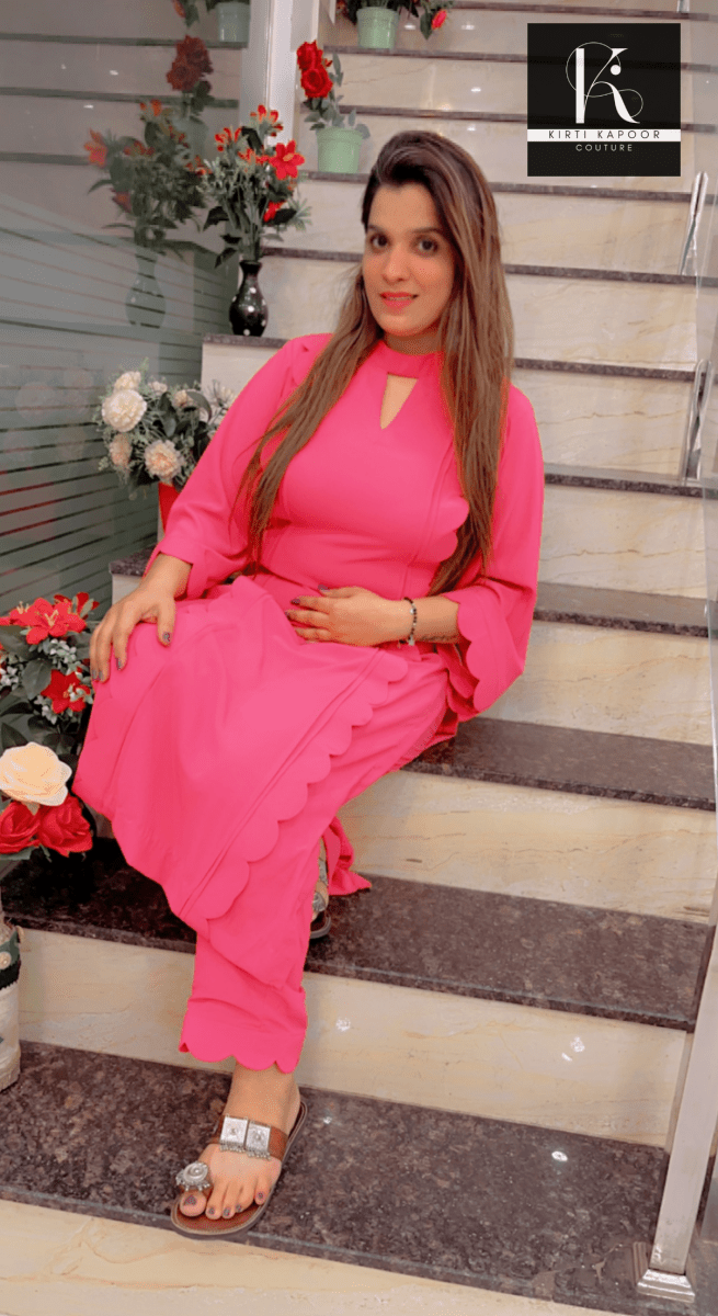 Pink Cutwork Shirt with matching Pant - Kirti Kapoor Couture