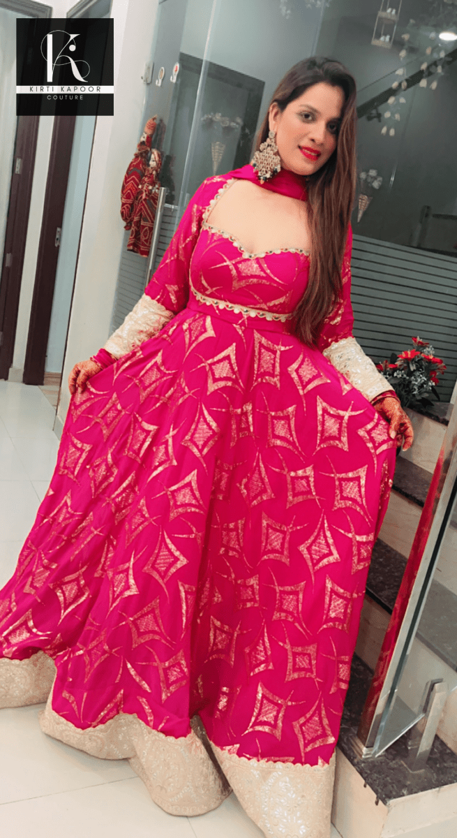 Pink Embroidered Anarkali Suit - Kirti Kapoor Couture