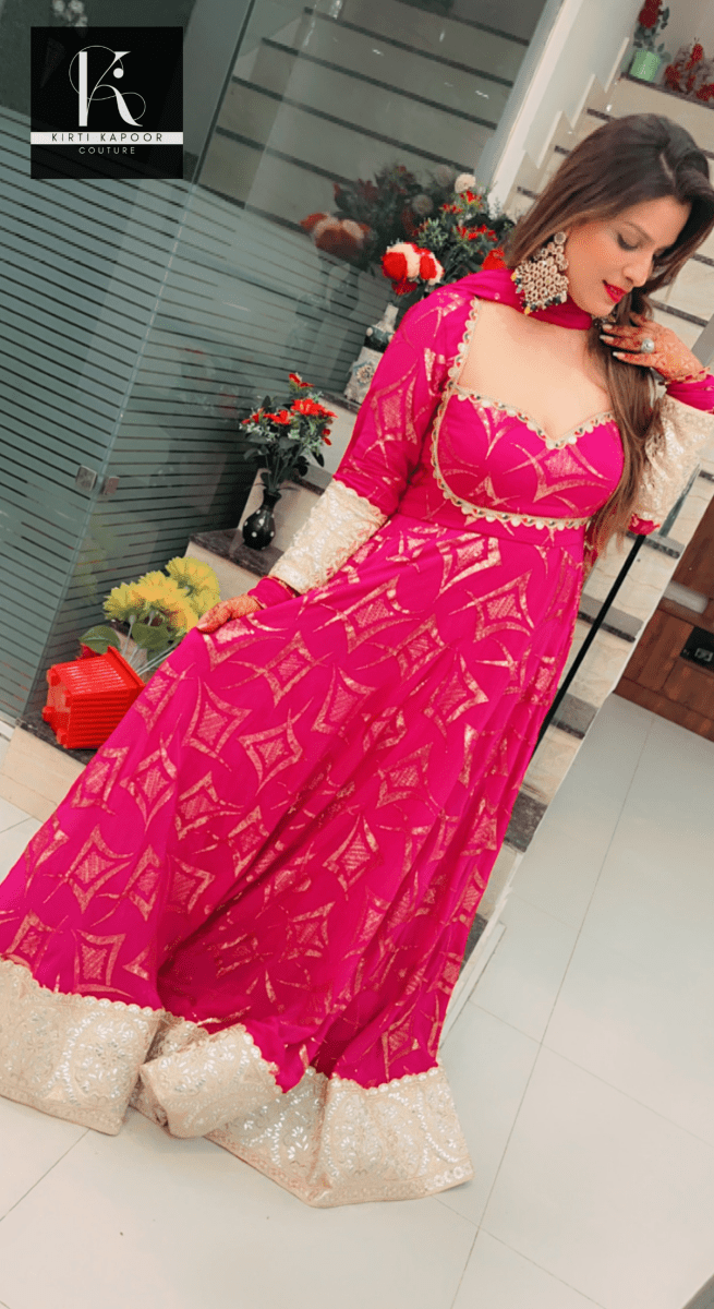 Pink Embroidered Anarkali Suit - Kirti Kapoor Couture