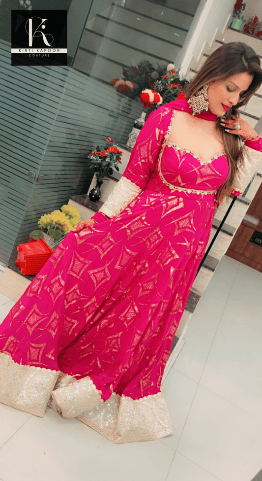 Pink Embroidered Anarkali Suit - Kirti Kapoor Couture